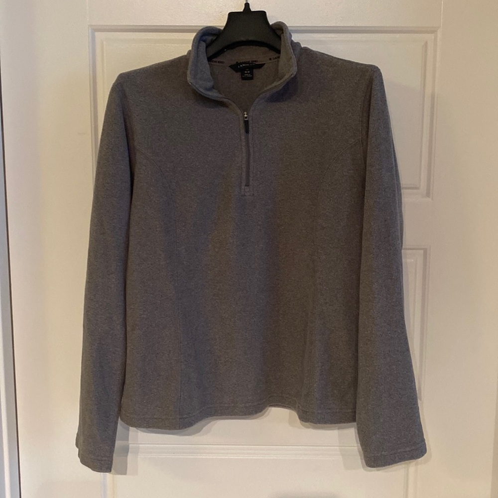 Grey Lands’ End Fleece Pullover, Size M.